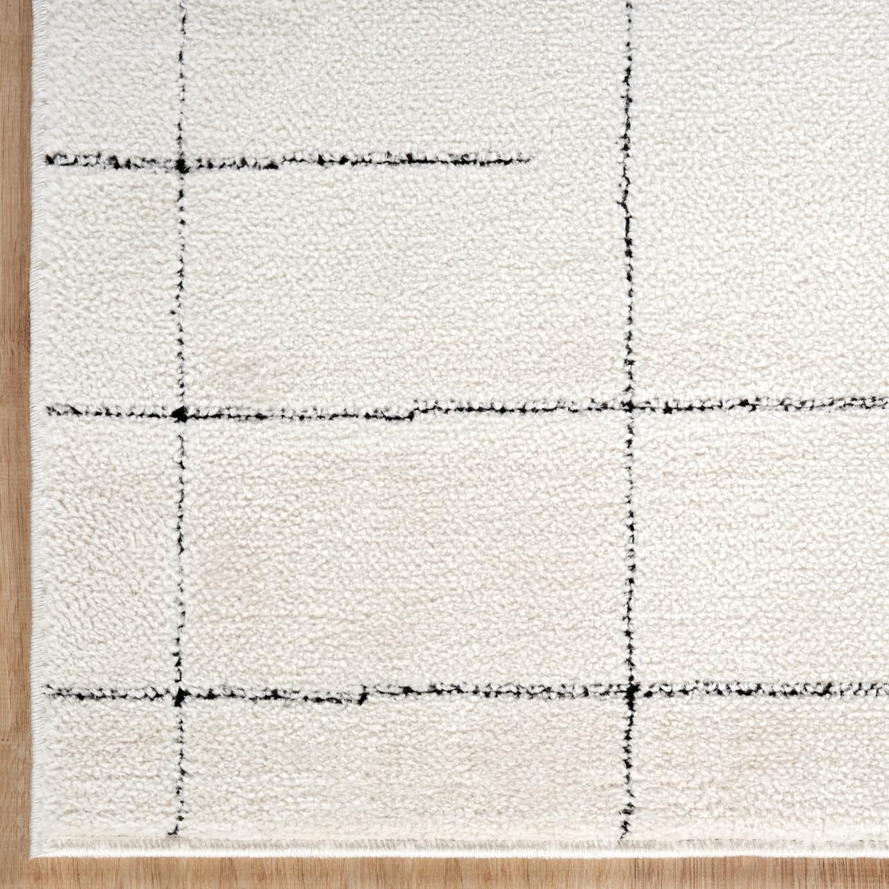 Abani Cream Area Rug – 6' x 9' – Oliver Collection – Striped Pattern – Non-Shedding, Easy to Clean – Durable for Living Room, Bedroom, or Office, Pet & Child Friendly