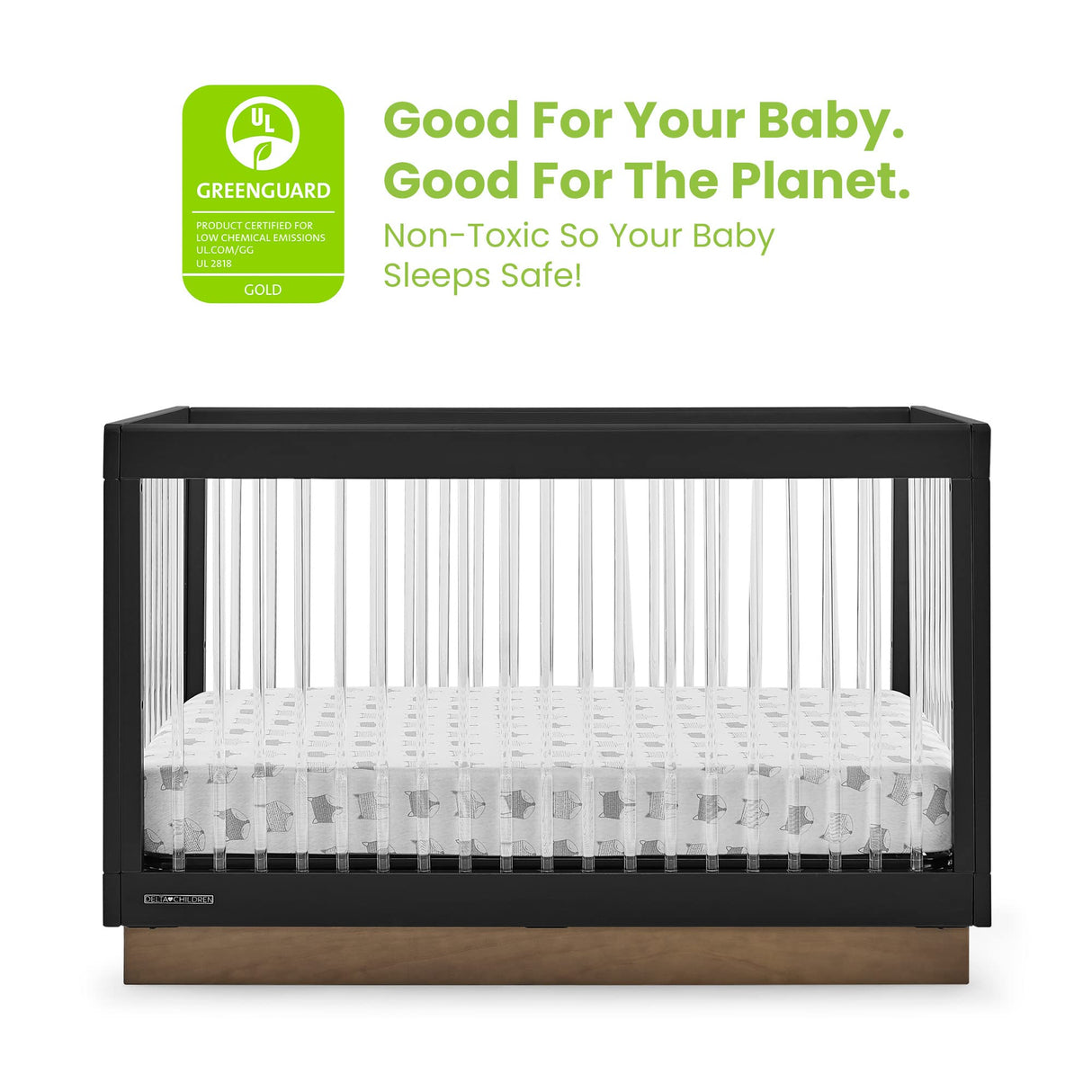 James Acrylic 4-in-1 Convertible Crib - Greenguard Gold Certified,