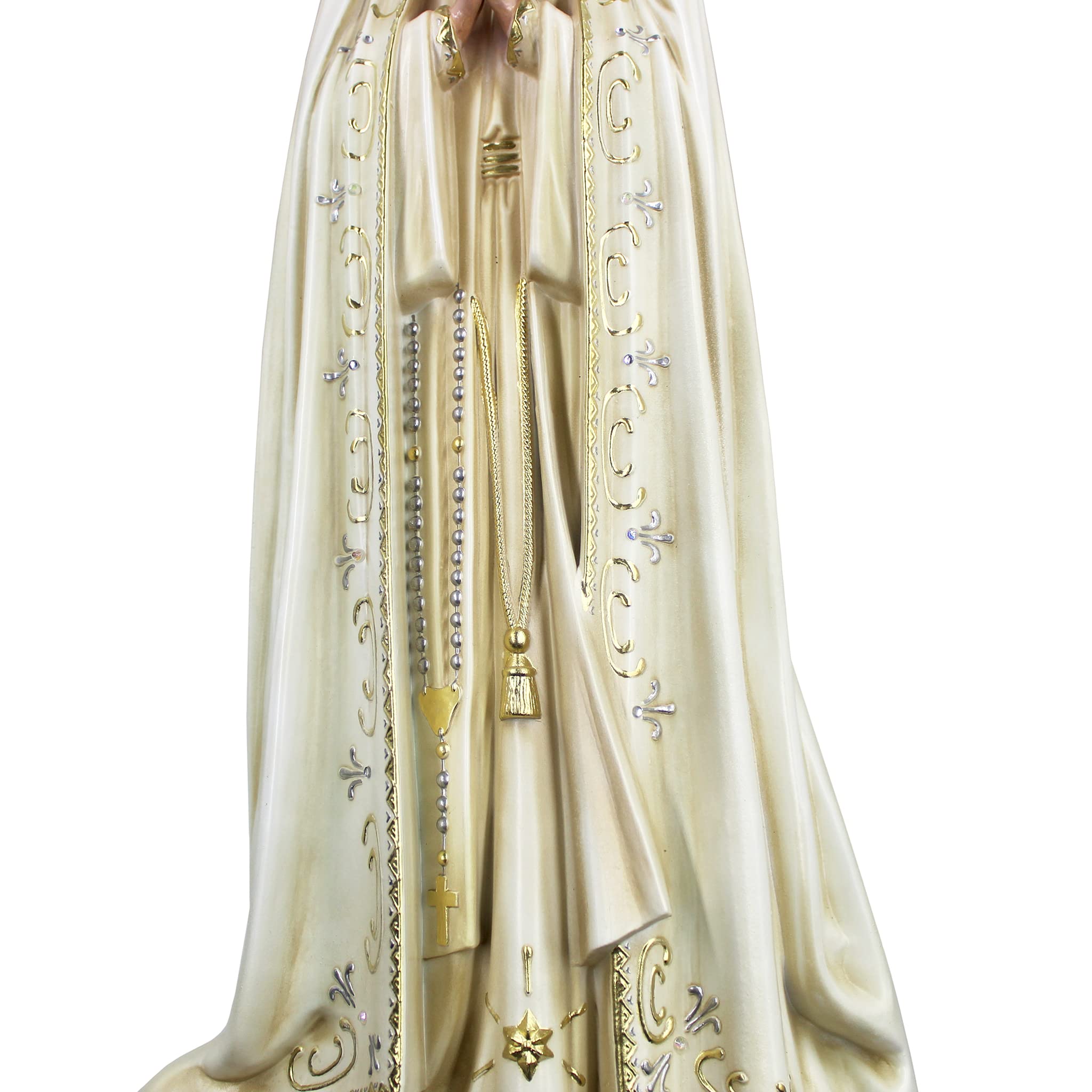 Hand Painted Our Lady of Fatima Statue Religious Figurine Virgin Mary Made in Portugal (Beige, 29.5 Inch)