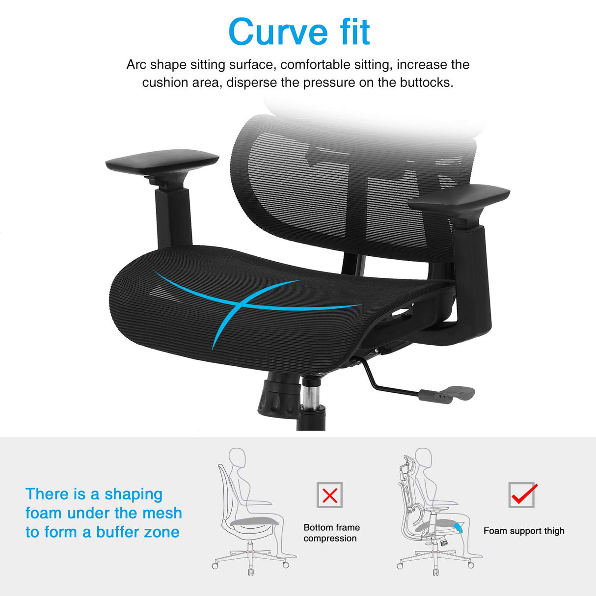 Office Computer Desk Chair, Ergonomic Desk Chair Mesh Computer Chair with Wheels,