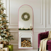Arched Full Length Mirror 19x57 - Pink Aluminum Frame Floor Mirror