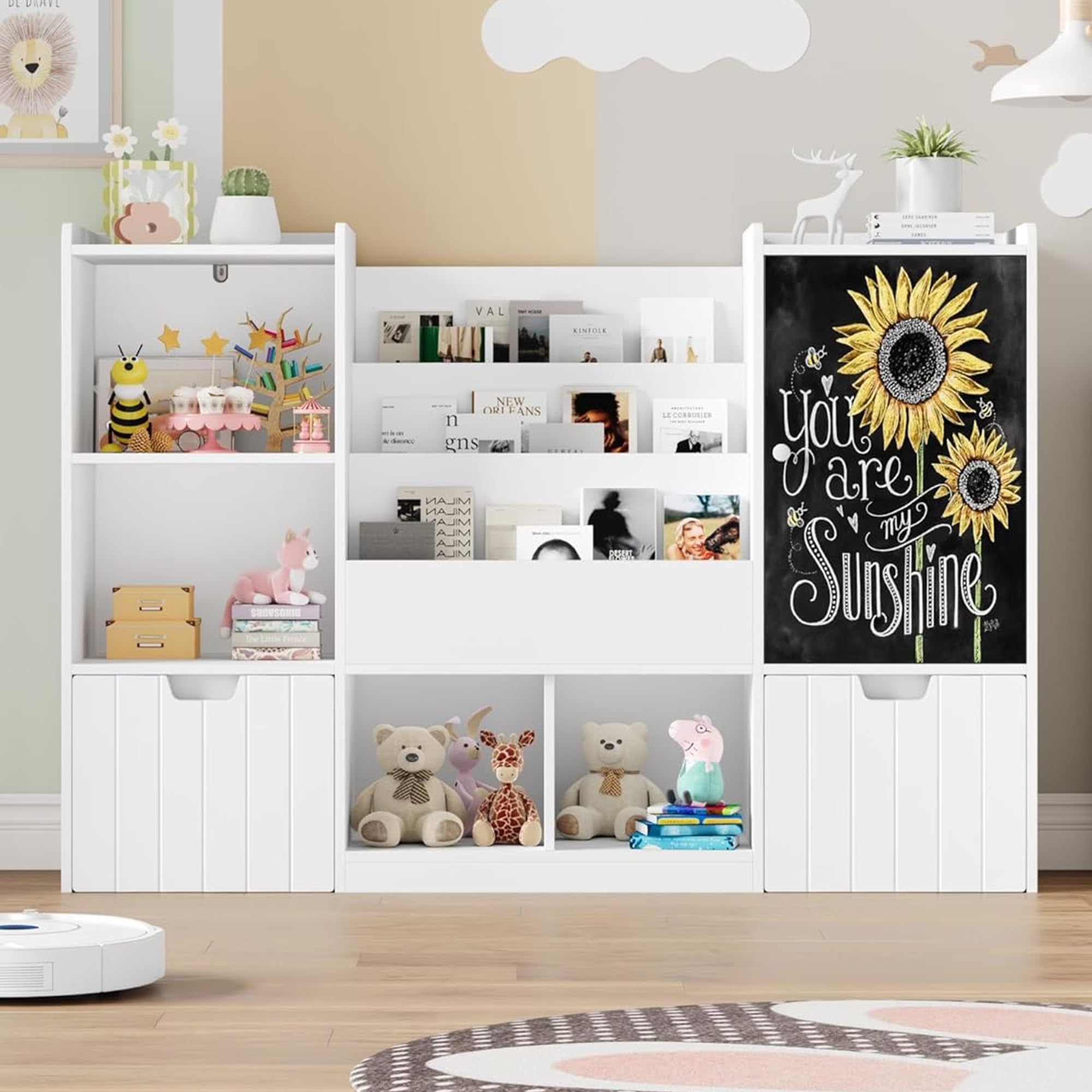 Toy Storage Organizer, 55.1” Large Toy Organizer and Storage with Chalkboard