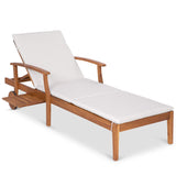 79x26in Acacia Wood Chaise Lounge Chair Recliner, Outdoor Furniture for Patio