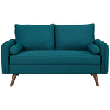 Revive Contemporary Modern Fabric Upholstered Loveseat In Teal