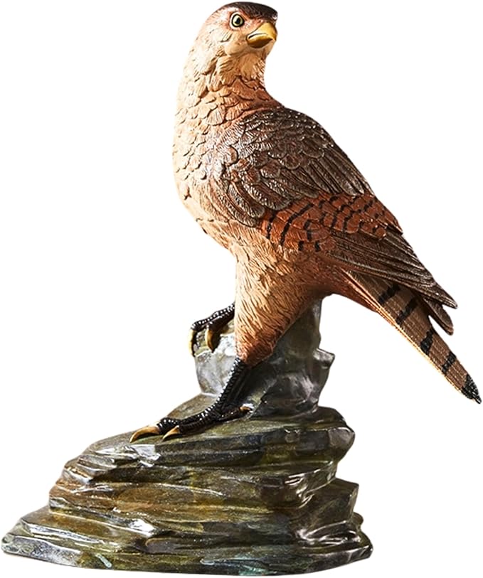 Bronze Eagle on Rock Statue, Black H:24.8" Bird of Prey Bronze Sculpture
