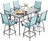 Patio Bar Set of 7 with 1 Heavy Duty Metal Slat Bar Table