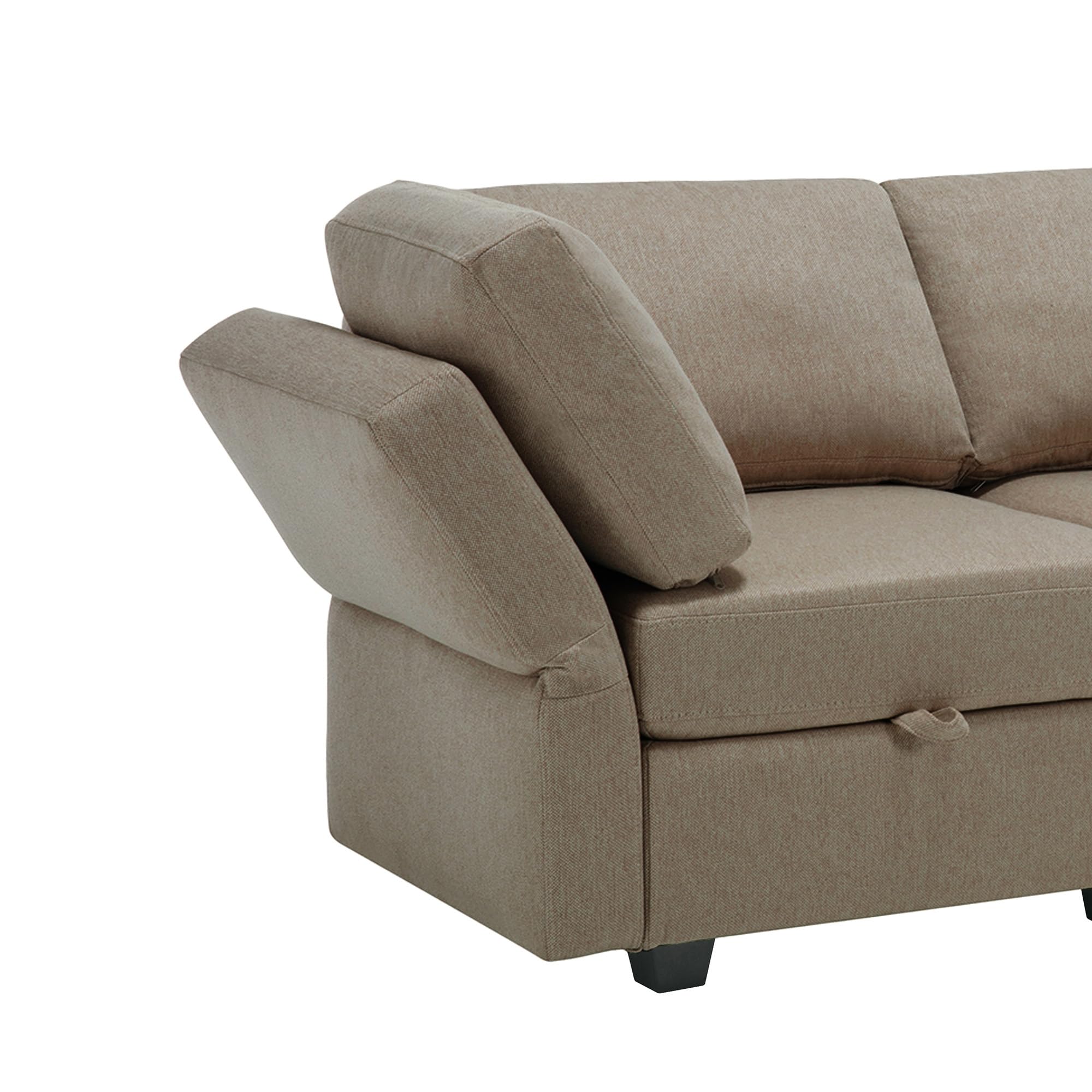 4 Seat U-Shape Linen Couch with 2 Reversible Storage Chaise