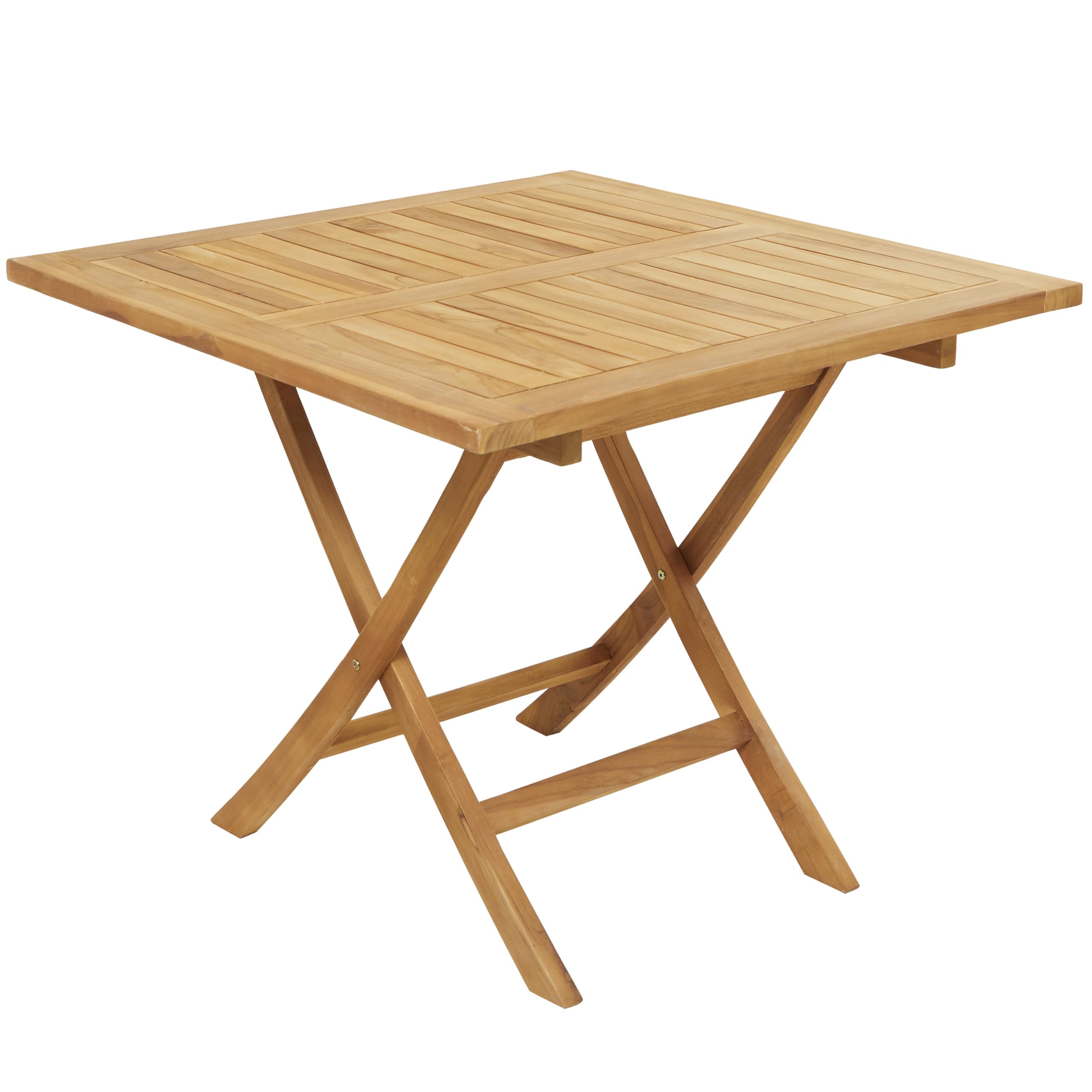 Teak Wood Slatted Outdoor Dining Table, 36" x 36" x 30", Brown
