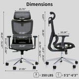 Ergonomic Office Chair with 3D Armrest, Big and Tall Computer Desk Chair