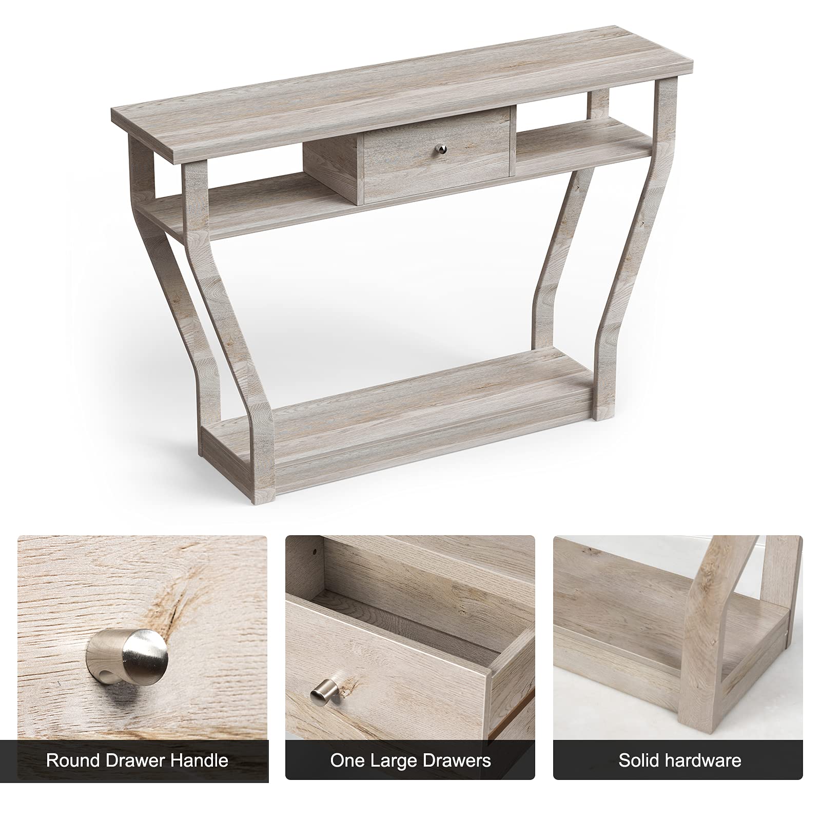 47" Wooden Entryway Table with Drawer and Shelf,