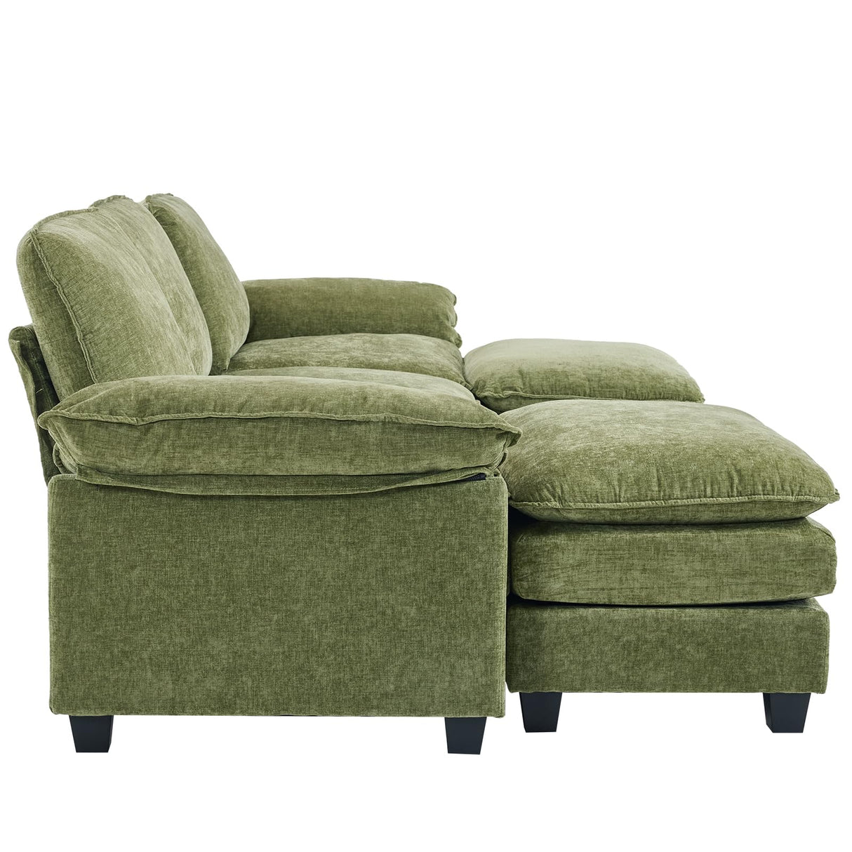 Sectional Sofa Modular Deep Seat Sofa Couch with Ottoman, Chenille Sofa