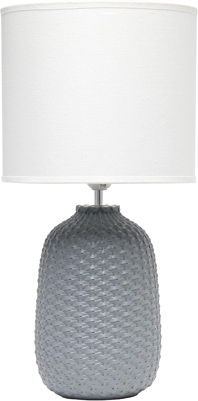 LT1135-BLK 20.4" Tall Traditional Ceramic Purled Texture Bedside Table Desk Lamp