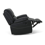 Deal Furniture Teresa Classic Tufted Leather Swivel Recliner, Black 37.5D x 39W x 39.75H