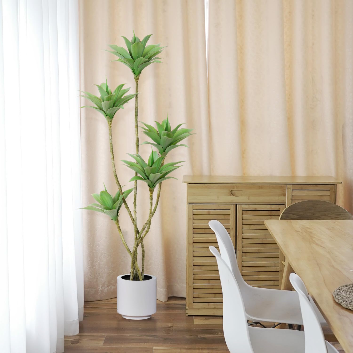Artificial Trees 5.1 Ft Water Lilies with 5 Heads Potted Faux Floor Plants for Living Room Decor Fake Silk Plants for Home Decor