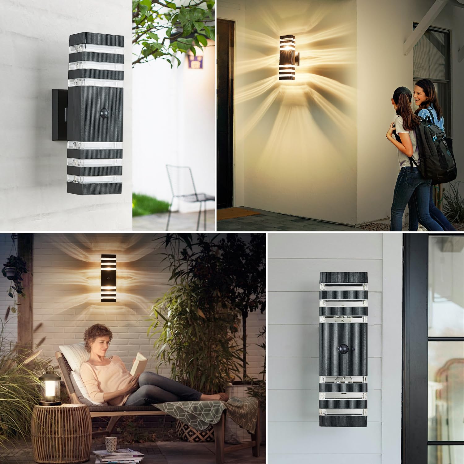 2 Pack Motion Sensor Outdoor Wall Light Fixture Up Down Porch Lights