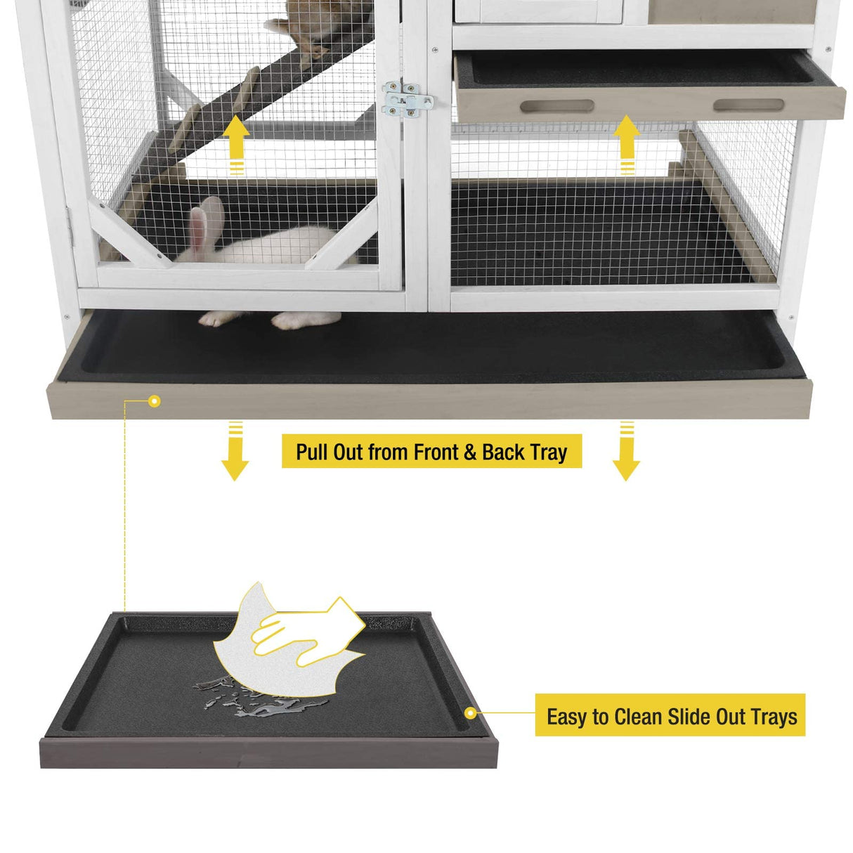 Upgrade Rabbit Hutch Rabbit Cage Indoor Bunny Hutch with Run Outdoor Rabbit House