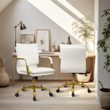 Adjustable Leather Office Chair with Gold Legs
