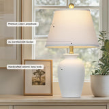 Cinkeda 22" White Ceramic Modern Table Lamp with Ginger Jar Design - for Living Room,Dining Room,Bedroom,Office,Nightstand,End Table