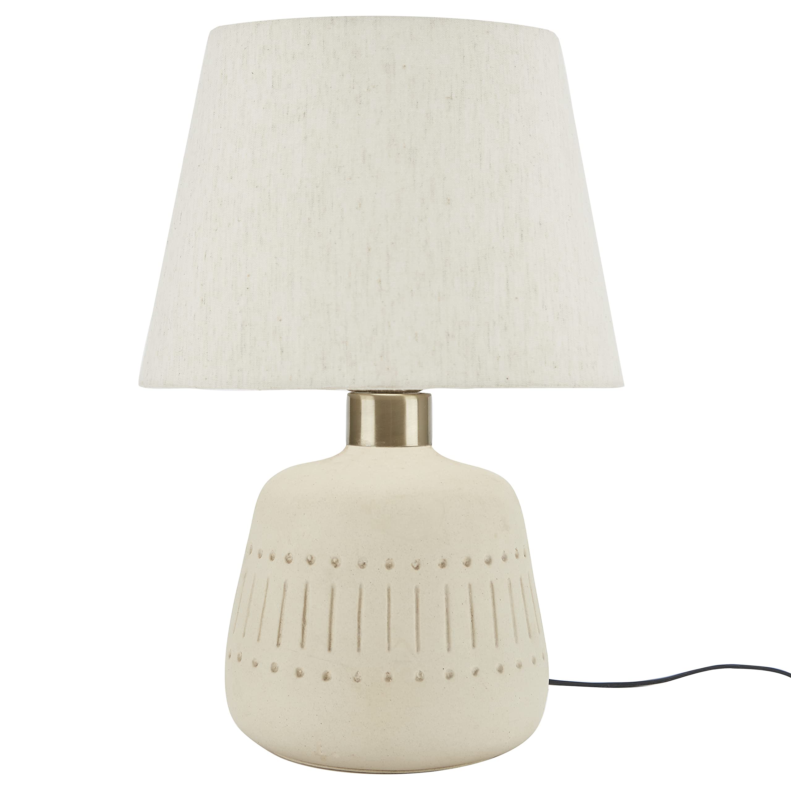 16" Cream Natural Textured Ceramic Accent Table Lamp, Farmhouse