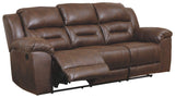 Stoneland Faux Leather Manual Pull Tab Reclining Sofa, Dark Brown