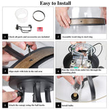 LALUZ Faux Wood Ring Ceiling Light Fixture, Modern Semi Flush Mount Ceiling Light, Farmhouse Drum Chandelier, 3 Lights, for Bathroom, Bedroom, Kitchen, Living Room, Dining Room