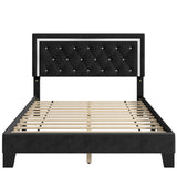 Queen Bed Frame, Upholstered Platform Bed Frame with Modern Adjustable Headboard