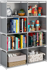 6-Tiers Portable Bookshelf with Fabric Cloth at Back, 10 Cube Closet Storage Organizer Bookcase