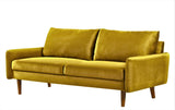 Furniture Kent Modern Velvet Sofa, Comfortable 3 Seater Couch for Living Rooms and Small Spaces, Ideal Studio Apartment Furniture with Sleek Design, Golden Yellow