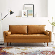 EEI-3765-TAN Valour Upholstered Faux Leather Sofa, Tan