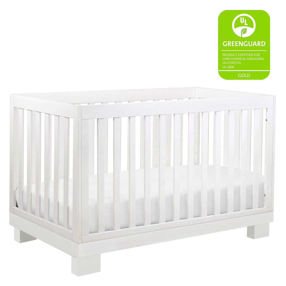 3-in-1 Convertible Crib with Toddler Bed Conversion Kit in White