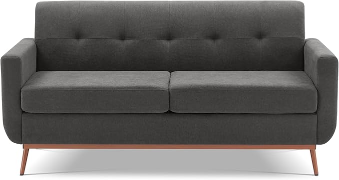 65" Loveseat Sofa, Mid Century Modern Love Seat Couches for Living Room, Comfy Upholstered Sofa Couch for Bedroom(Linen-Grey)