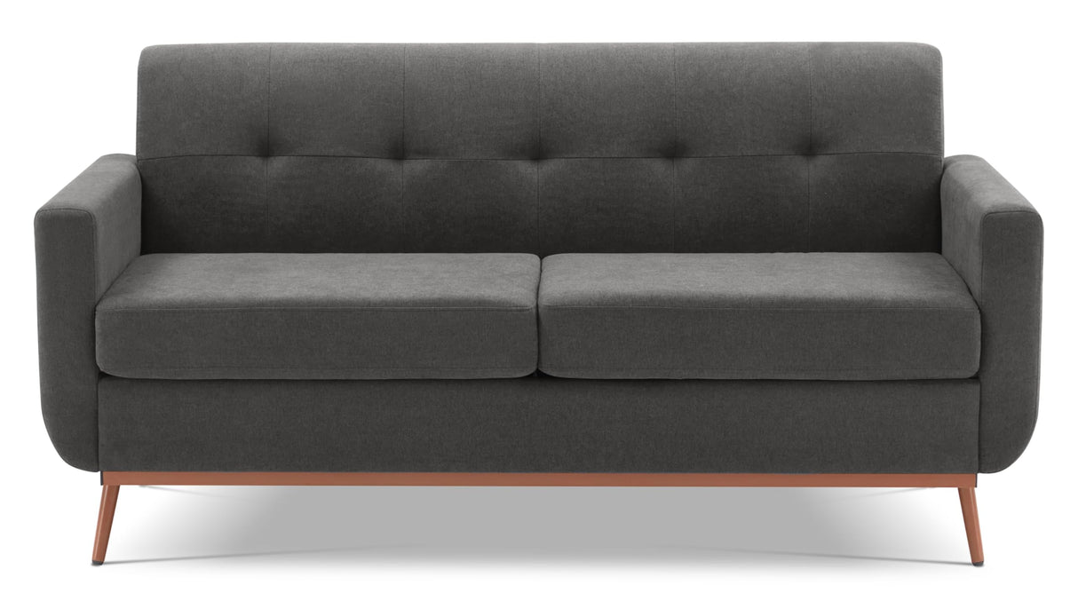 65" W Loveseat Sofa, Mid Century Modern Love Seat Couches for Living Room, Button Tufted Upholstered Small Couch for Small Spaces, Bedroom, Apartment, Easy to Install Love Seats, Dark Grey