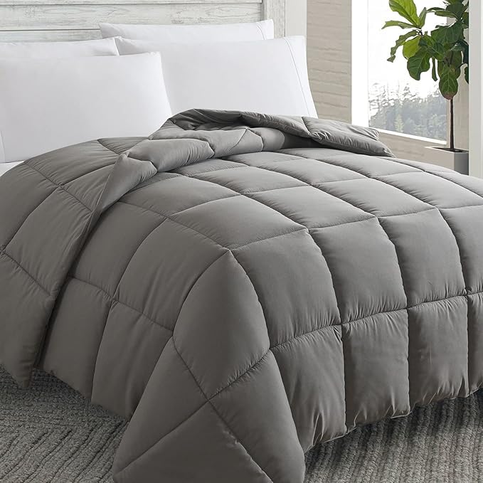 Down Alternative Comforter (Red/Black, Twin) - All Season Soft Quilted Twin Size Bed