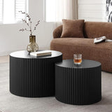 Nesting Coffee Table Set Large Drum Coffee Tables Modern Round Wooden Coffee