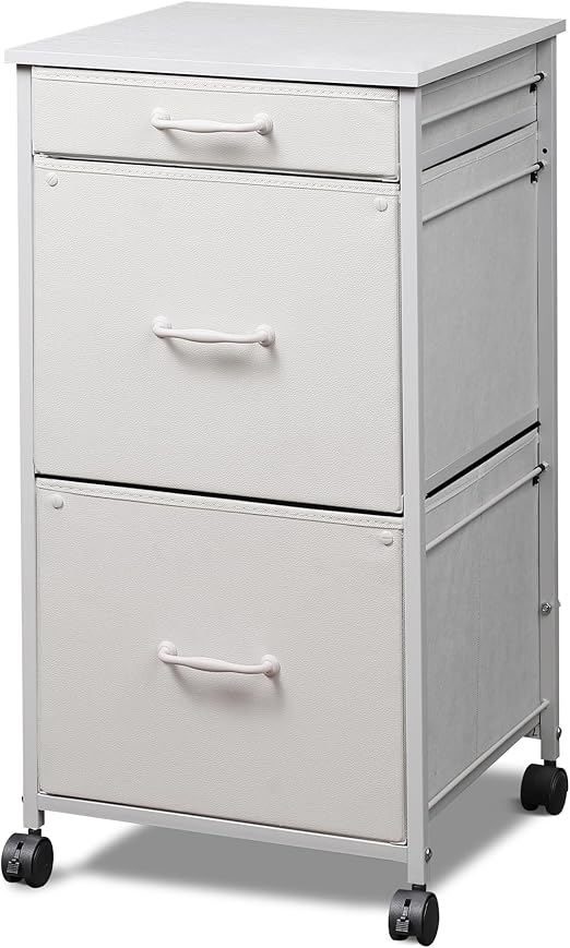 Mobile File Cabinet with 3 Drawers, Printer Stand with Fabric Drawers