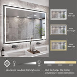 60x36 Inch Black Framed LED Bathroom Mirror with Anti-Fog