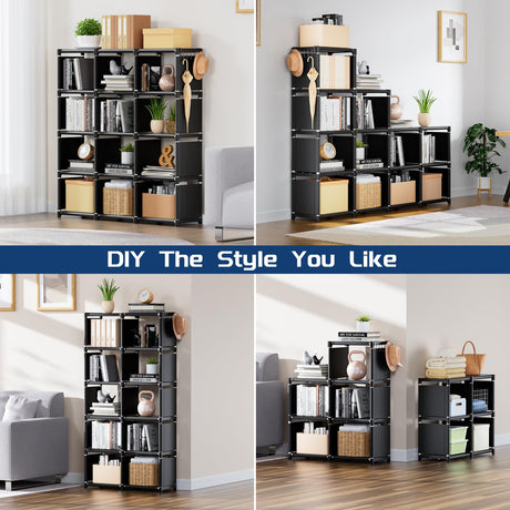 Book Shelf, 12 Cube Storage Organizer, DIY Bookcase, Metal Bookshelf,