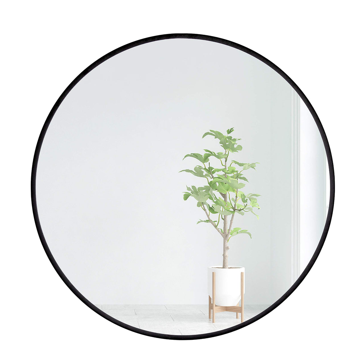 Black Round Wall Mirror, 24 Inch Rustic Matte Mirror for Bathroom, Entry, Dining Room,