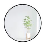 Black Round Wall Mirror, 24 Inch Rustic Matte Mirror for Bathroom, Entry, Dining Room,