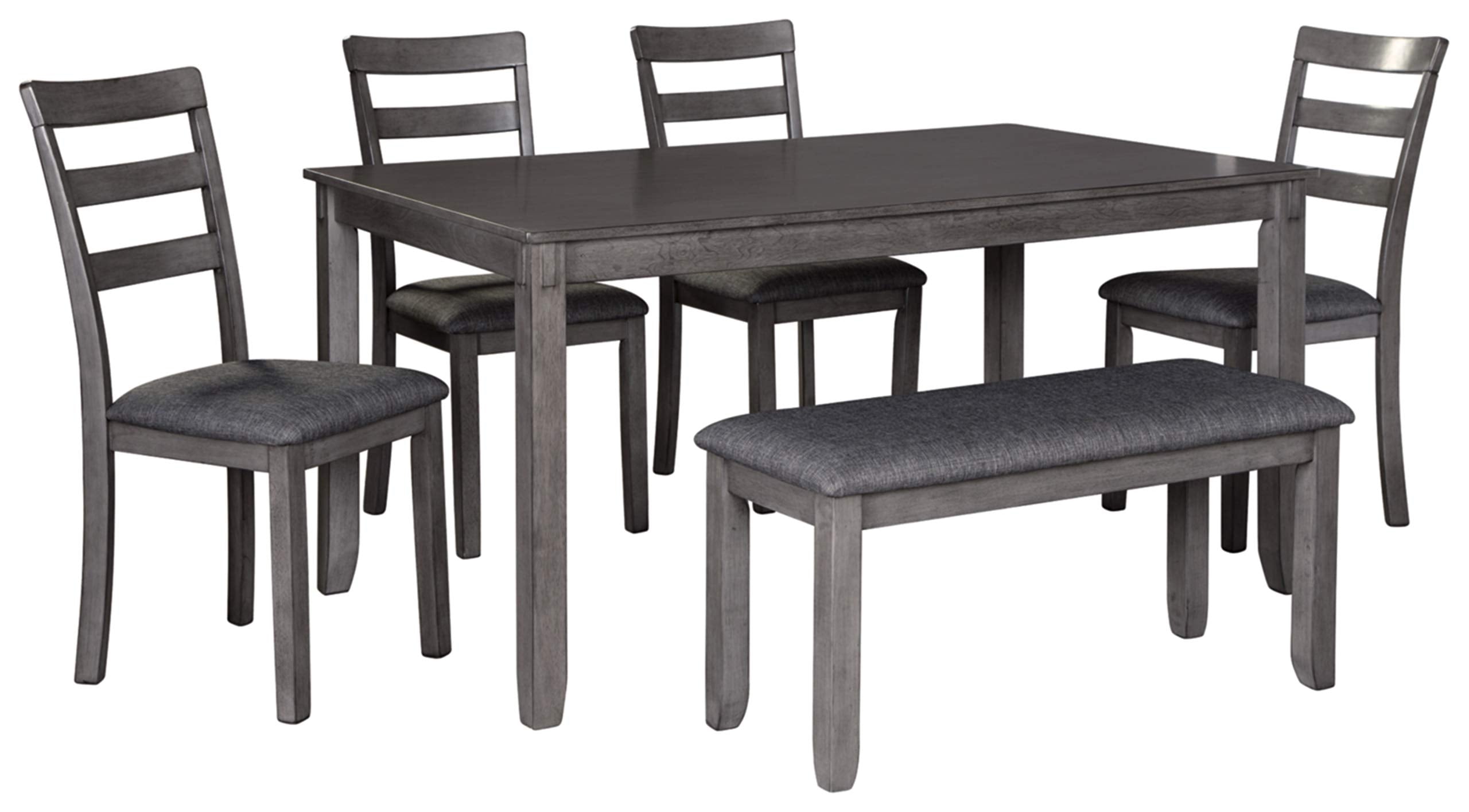 Bridson 6-Piece Dining Set with Bench - Gray