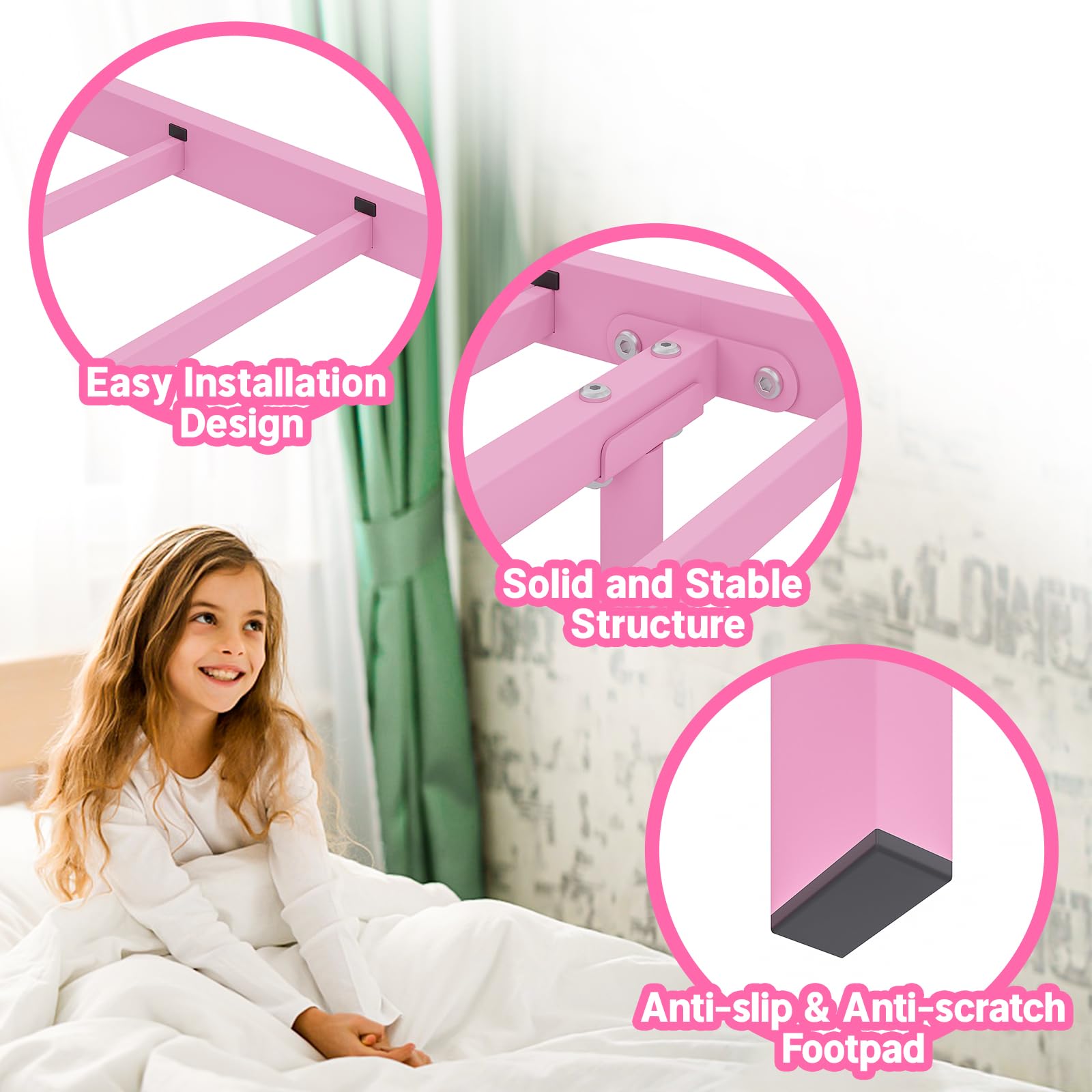 Twin Bed Frame with Storage, LED Lights & Charging Station