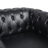 Chesterfield Sofa Leather for Living Room, 3 Seater Sofa Tufted Couch Faux Leather with