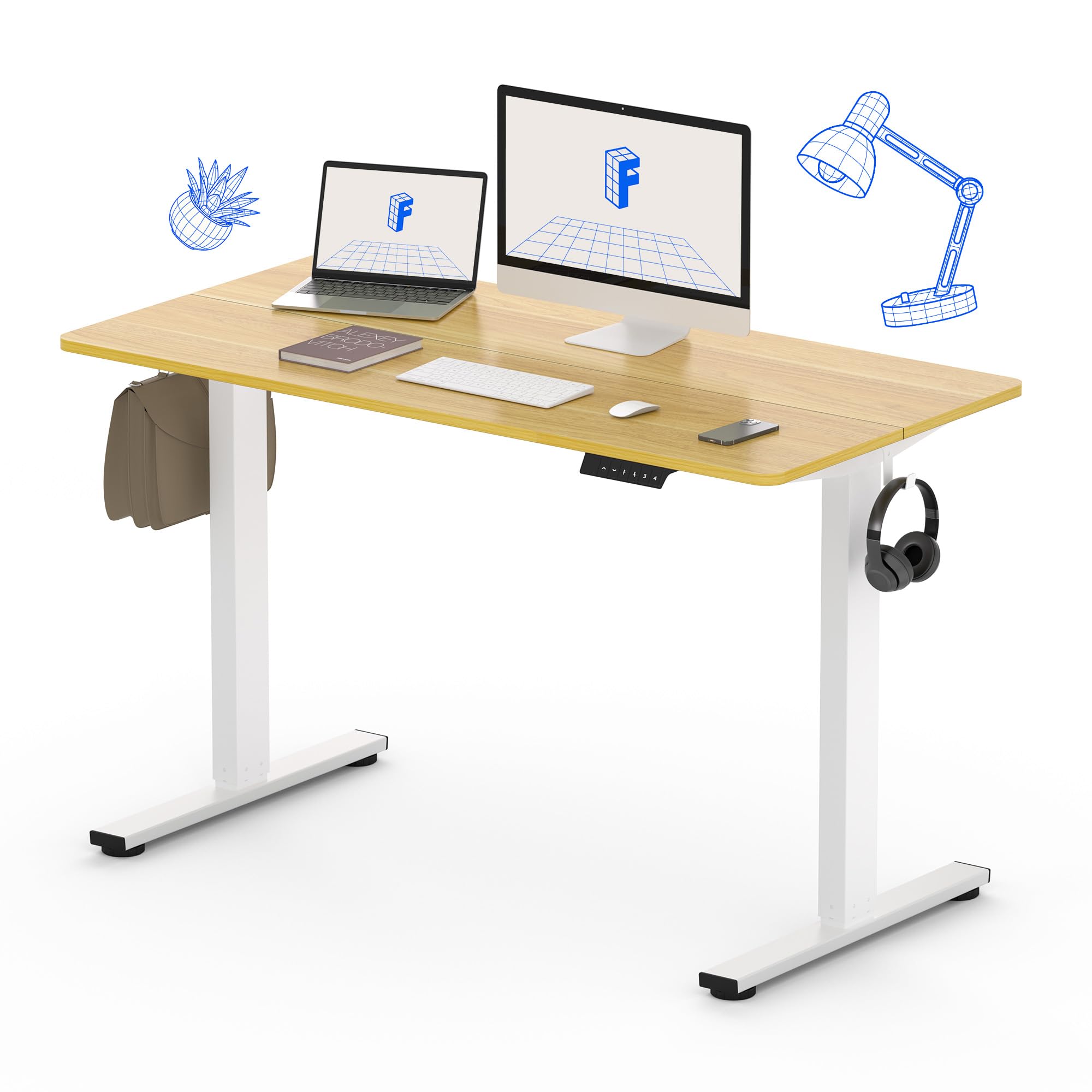 Electric Standing Desk 48 x 24 Inch Adjustable Height Desk Home Office Computer