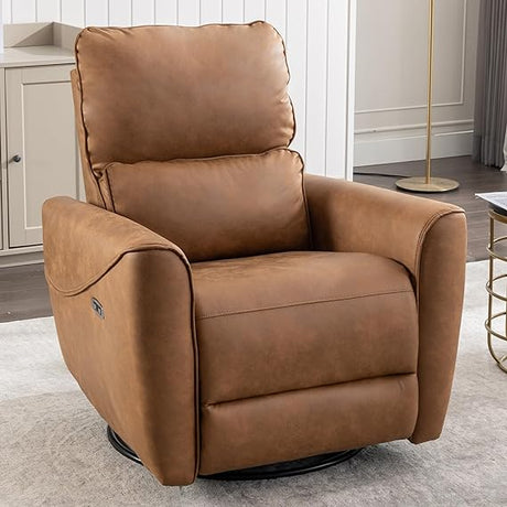 Electric Swivel Rocker Recliner, Power Recliner Swivel Glider with Lumbar Support