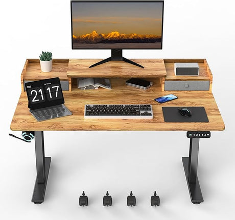 55×30 Inch Electric Standing Desk with 2 Drawers, Adjustable Height Widened Stand Up Desk