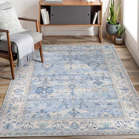 Machine Washable 2'6x6'6 Area Rug with Non Slip Backing for Living Room, Bedroom