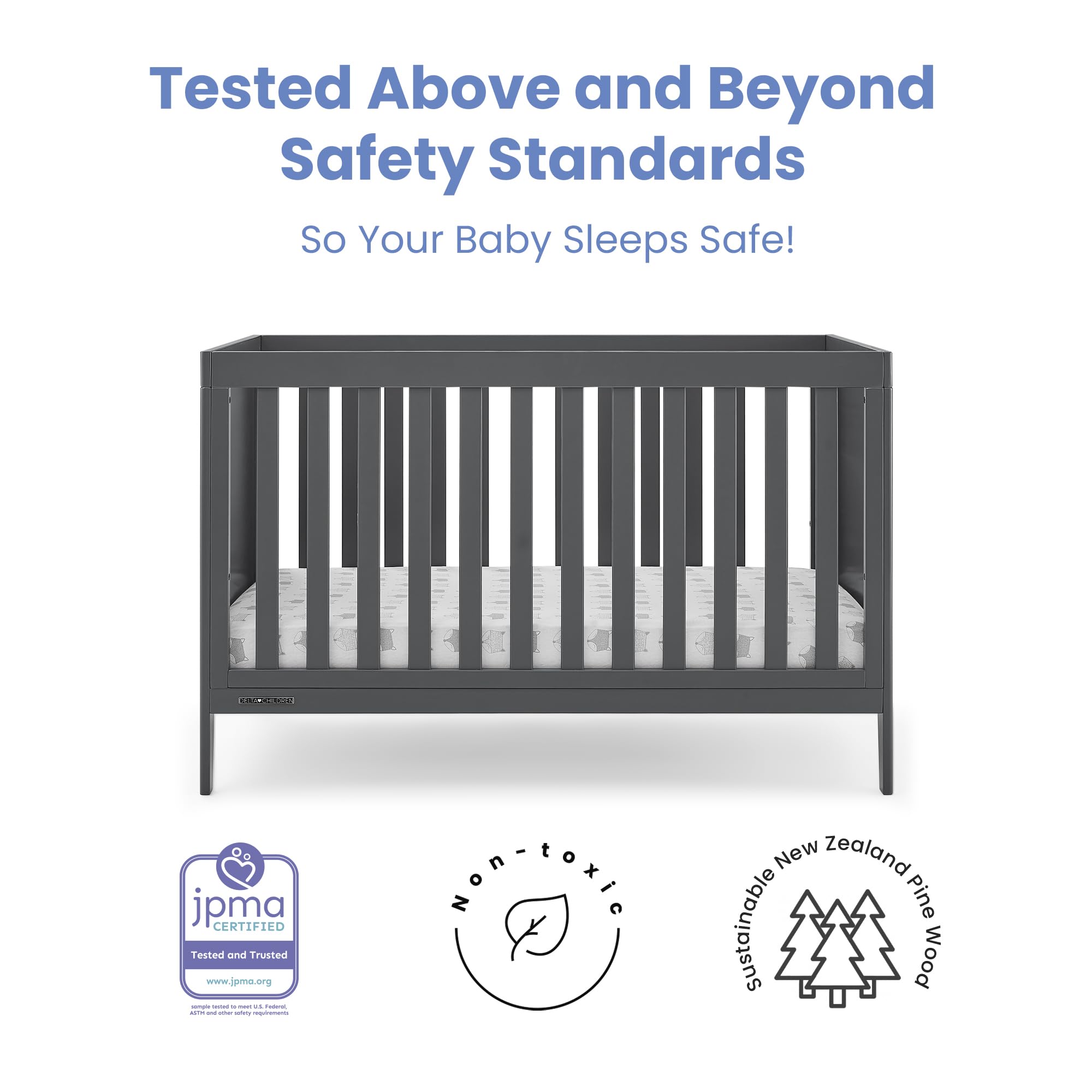 Hayes 4-in-1 Convertible Crib - Greenguard Gold Certified, Charcoal Grey