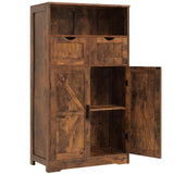 Floor Storage Cabinet with 2 Adjustable Drawers & 2 Barn Doors, Standing Cupboard