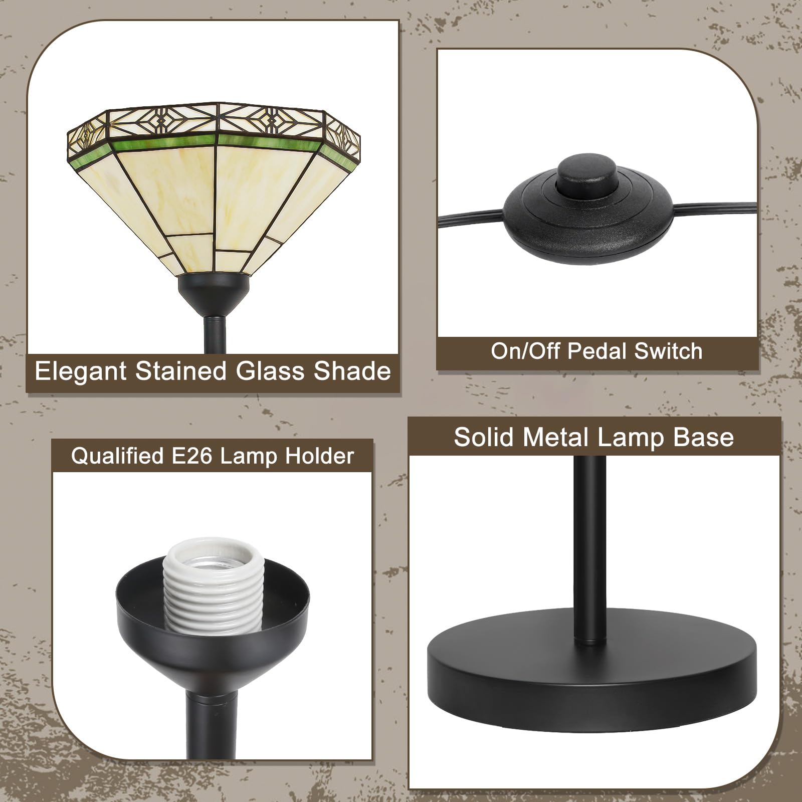 Tiffany Floor Lamp with Stained Glass Shade