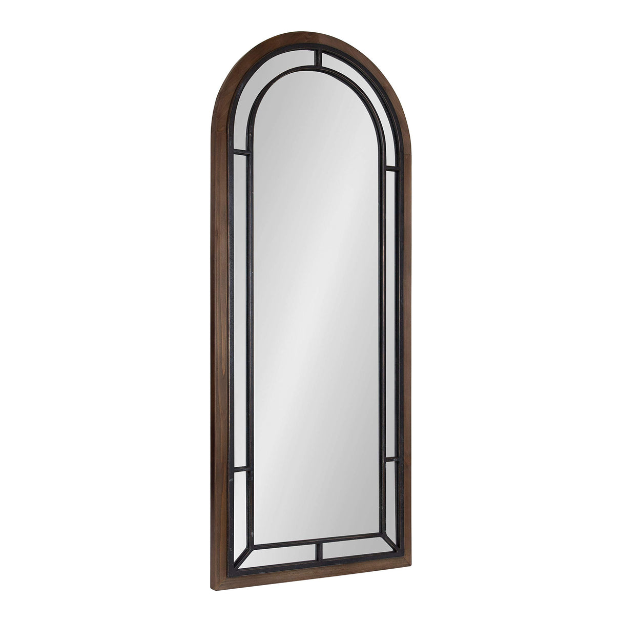 Audubon Farmhouse Wall Mirror, 20 x 48, Rustic Brown, Full Length Arched Mirror for Wall